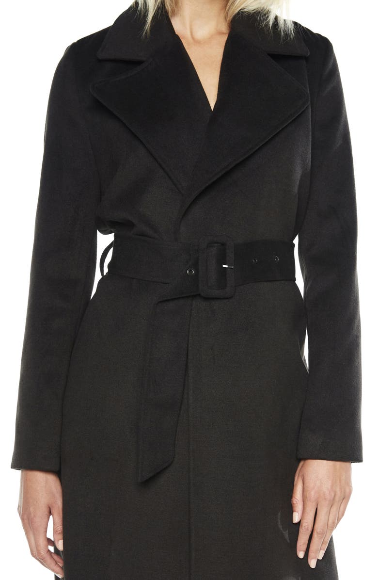 Bardot Belted Faux Suede Long Trench Coat, Alternate, color,