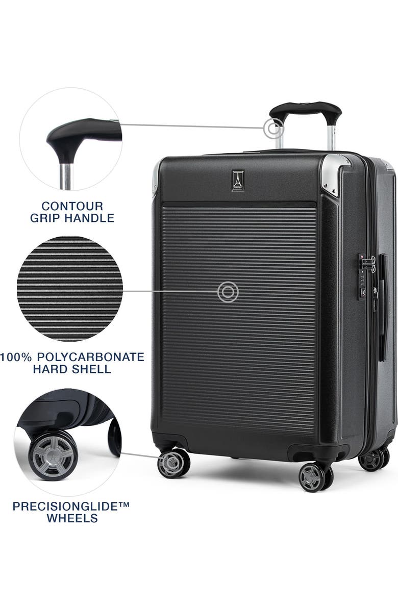 TRAVELPRO Platinum Elite Hardside Expandable Checked- Medium 25-Inch Spinner, Alternate, color, Shadow Black