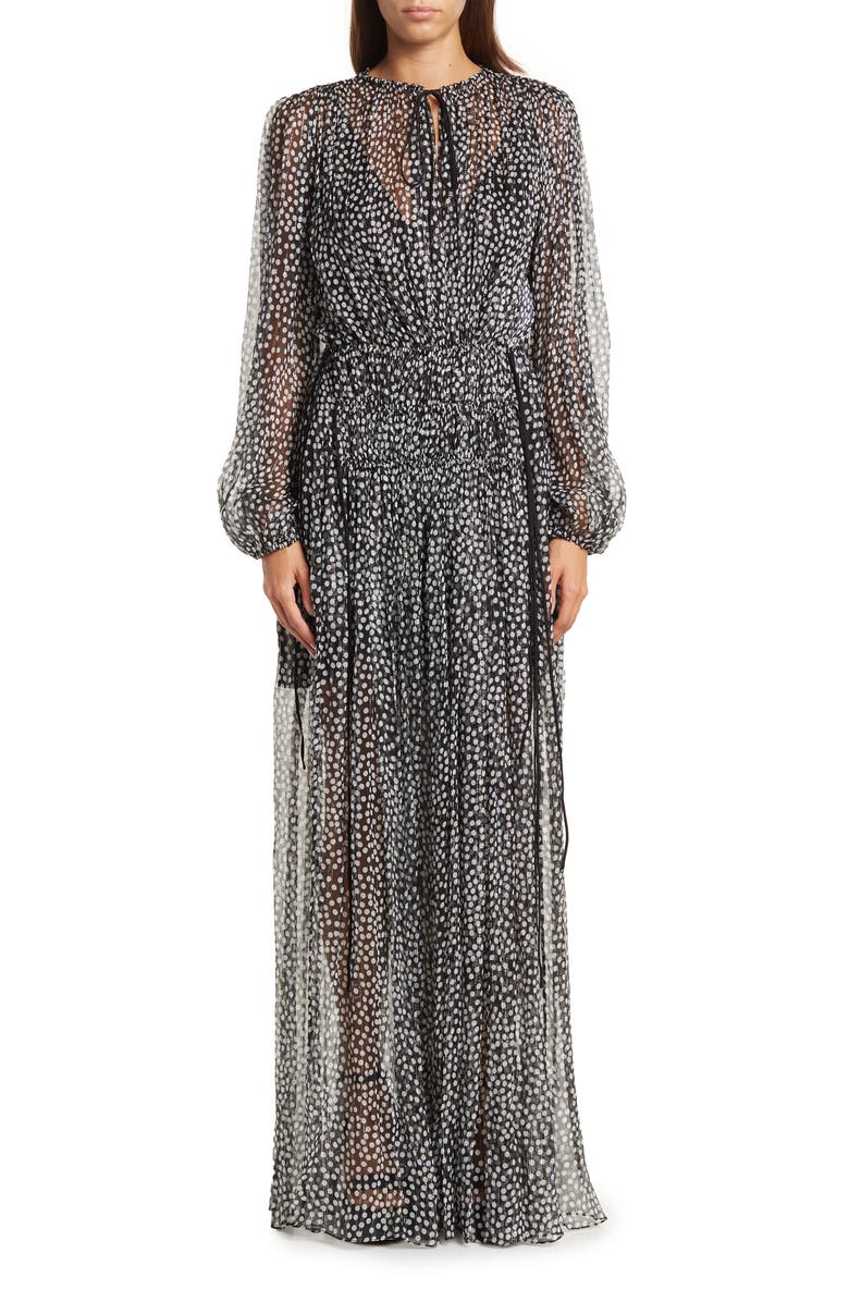 Stella McCartney Melena Long Sleeve Silk Blend Maxi Dress, Main, color, 