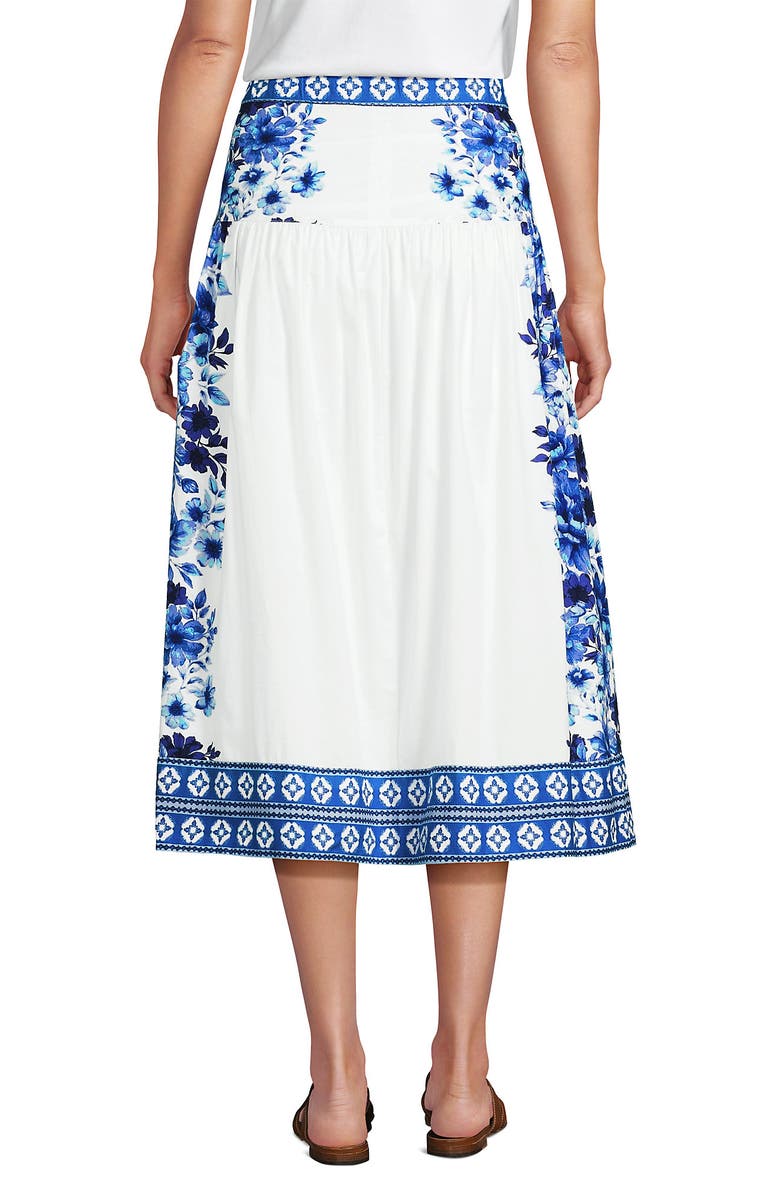 Lands' End Poplin Border Print Midi Skirt - Set Bottom, Alternate, color, Blue/White Floral Mosaic