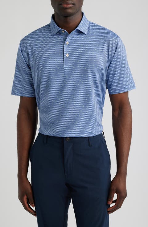 Geometric Skull Print Performance Jersey Polo