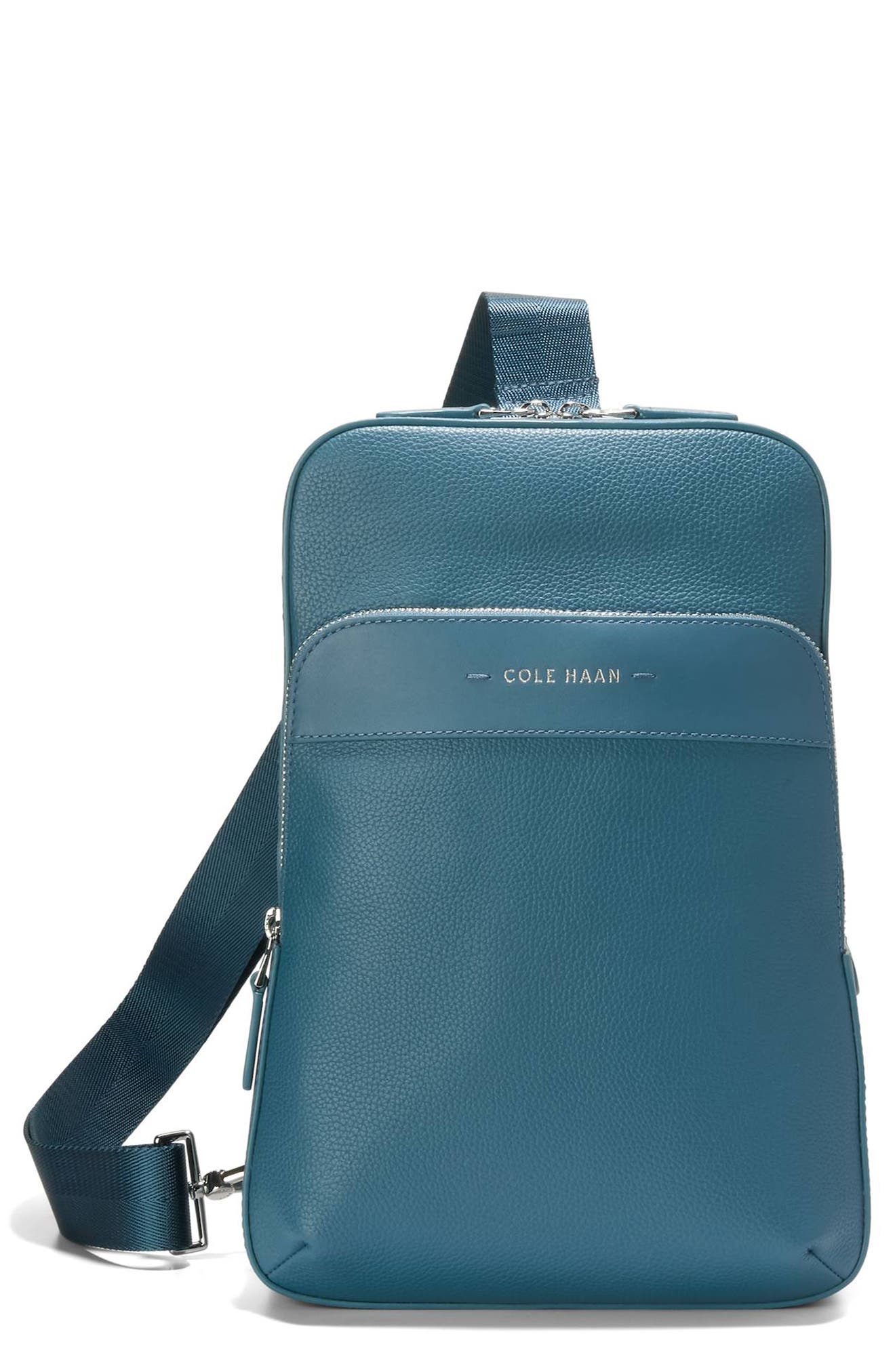 Cole Haan Triboro Leather Sling, Main, color, Teal