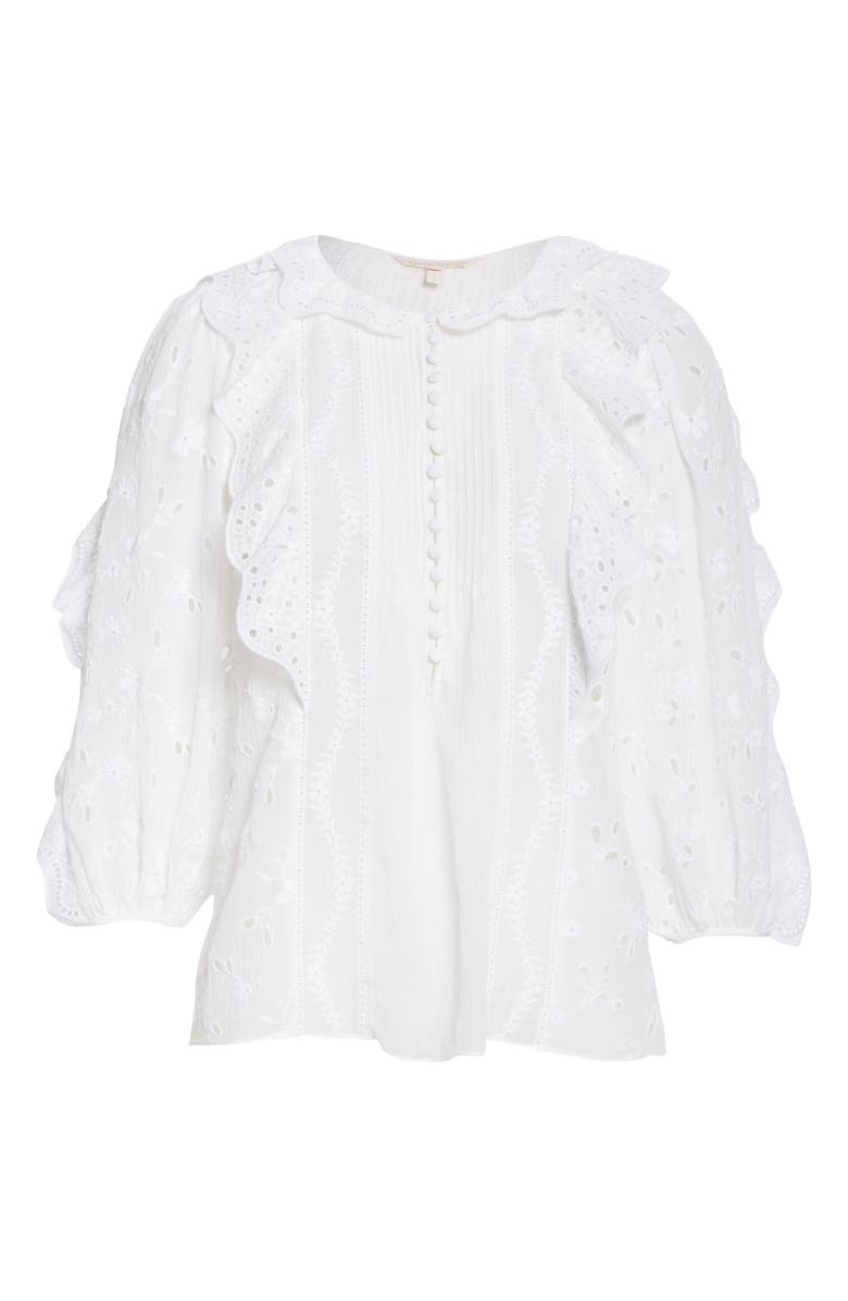 Rebecca Taylor Livy Ruffle Eyelet Top, Alternate, color, 
