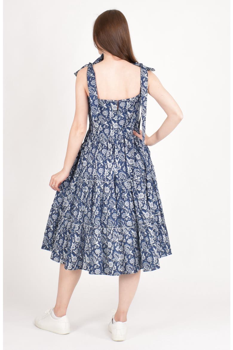 Mila Floral Tiered Midi Dress, Alternate, color, Blue