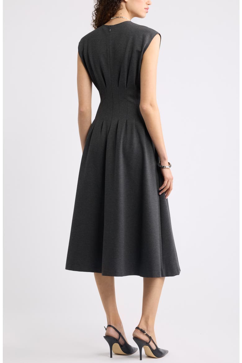 Seamed Ponte V-Neck Dress, Alternate, color, GREY DARK HEATHER