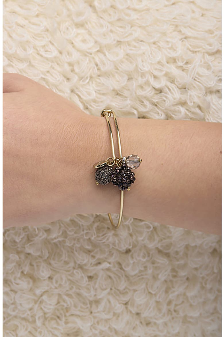 Beaded Charm Bangle Bracelet, Alternate, color, BLACK
