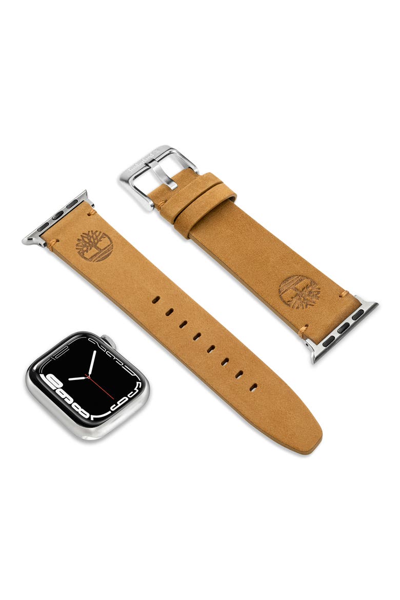 Leather 22mm Smart Watch Watchband, Alternate, color, CAMEL