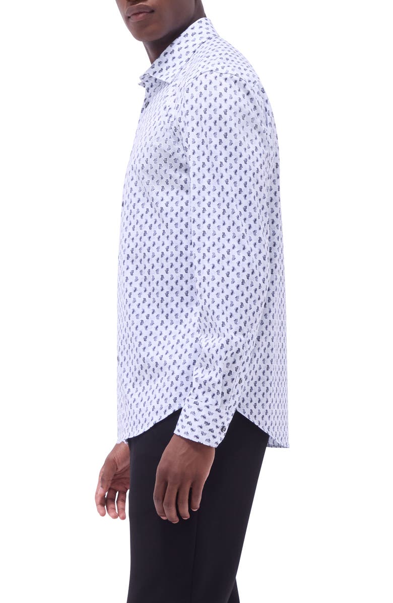 Bugatchi Jules OoohCotton<sup>®</sup> Paisley Button-Up Shirt, Alternate, color, Platinum