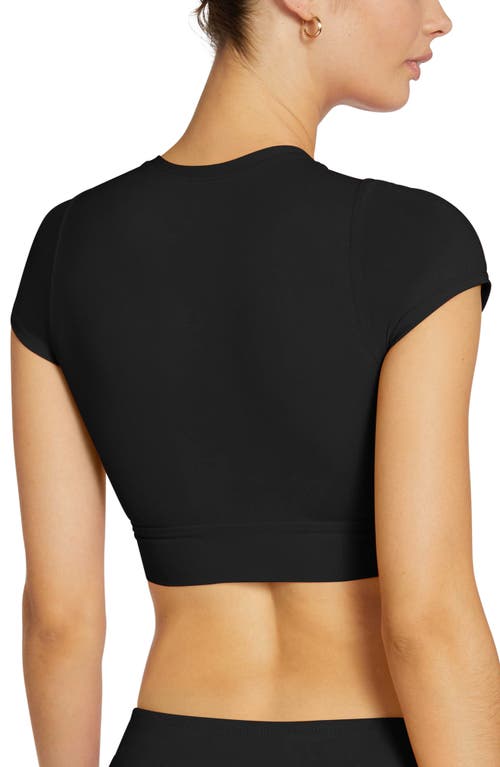 Robin Piccone Ava Solid Cropped T-shirt Bikini Top In Black