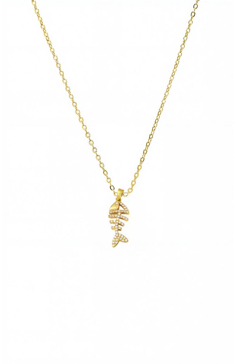 BY ADINA EDEN Pave Fish Bone Pendant Necklace, Main, color,