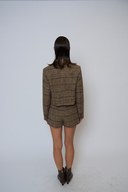 Central Park West Billie Plaid Micro Short In Brown