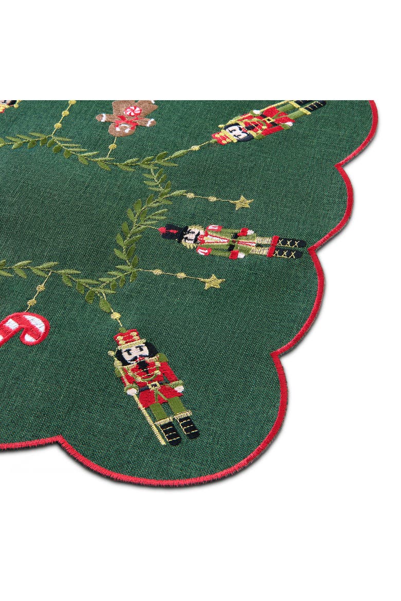 Nutcracker Noel Embroidered Table Runner, Green - 14"W x 72"L, Alternate, color, Green