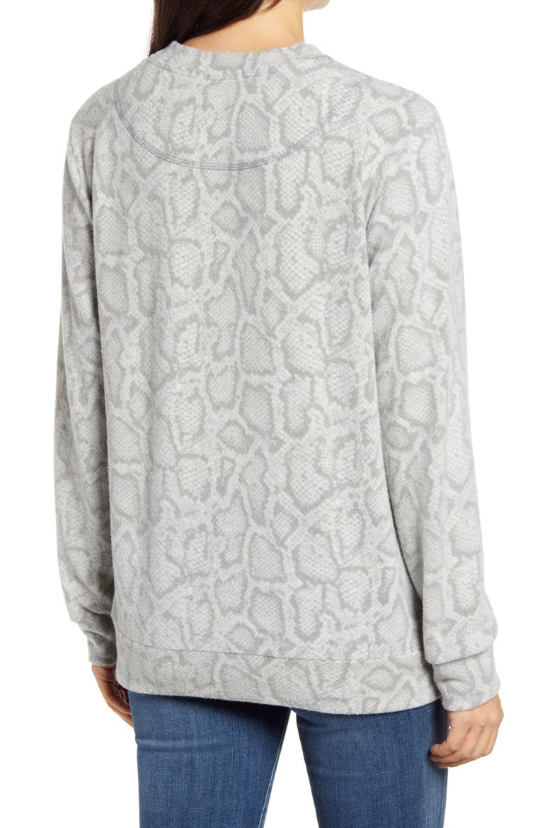 Snake Print Crewneck Sweater, Alternate, color, GRAY