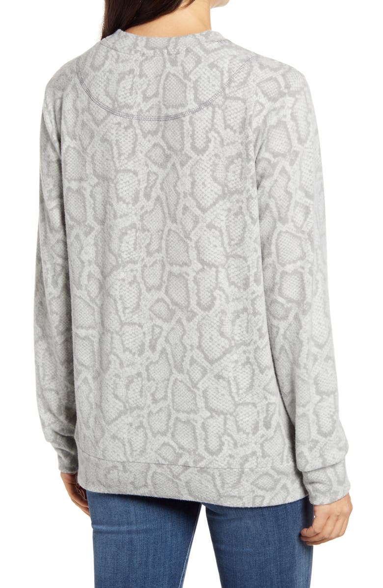 Loveappella Snake Print Crewneck Sweater, Alternate, color,