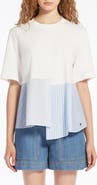 Weekend Max Mara Bird Mixed Media Asymmetric Cotton Top