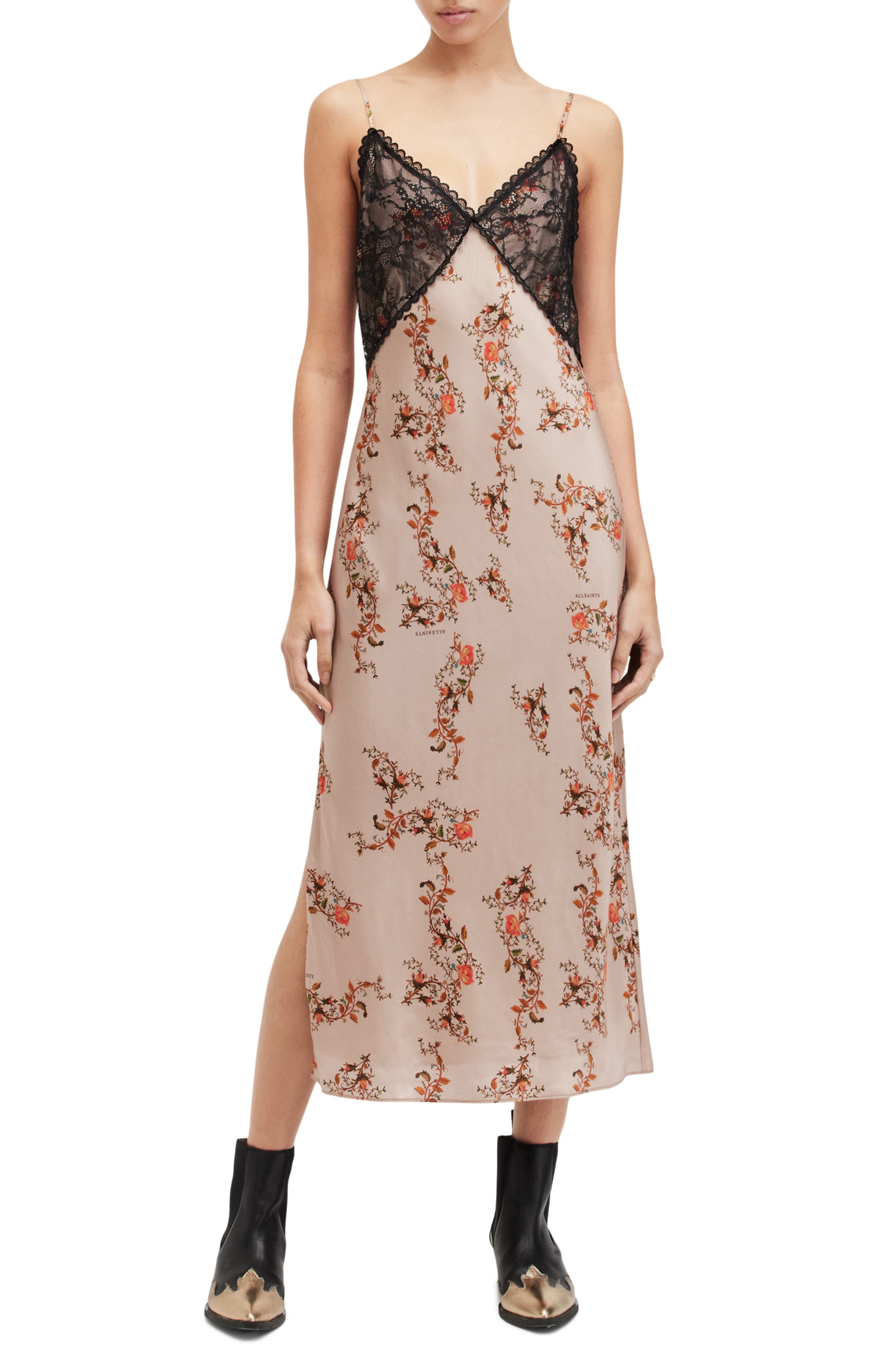 AllSaints Immy Oto Floral Print Slipdress