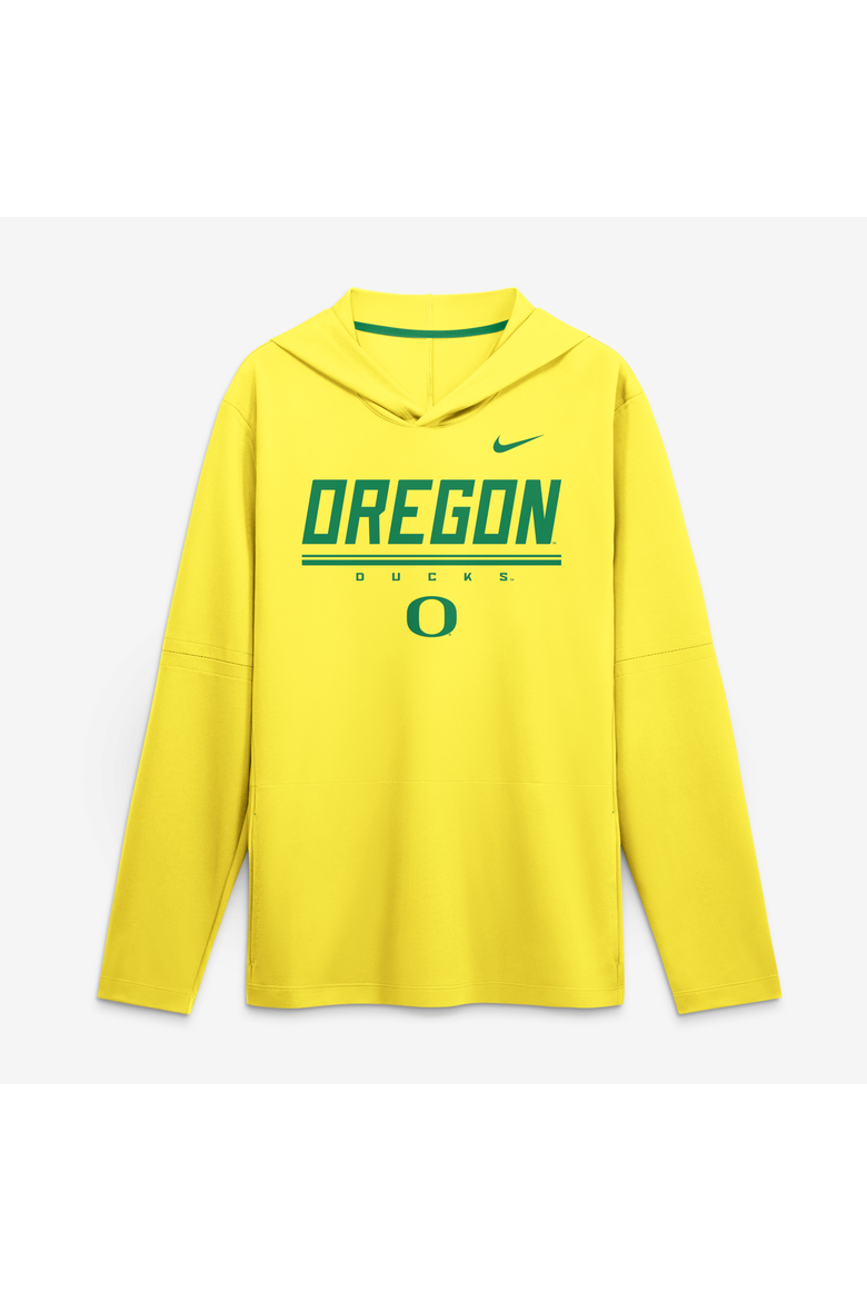 Men's Nike Yellow Oregon Ducks 2026 Sideline Lightweight Long Sleeve Hooded Dri-FIT Top, Main, color, Yellow