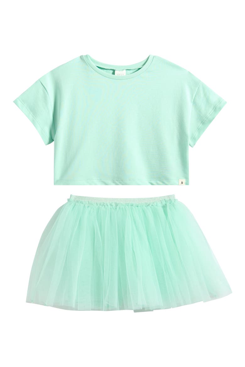 Kids' T-Shirt & Mesh Skirt Set, Main, color, GREEN