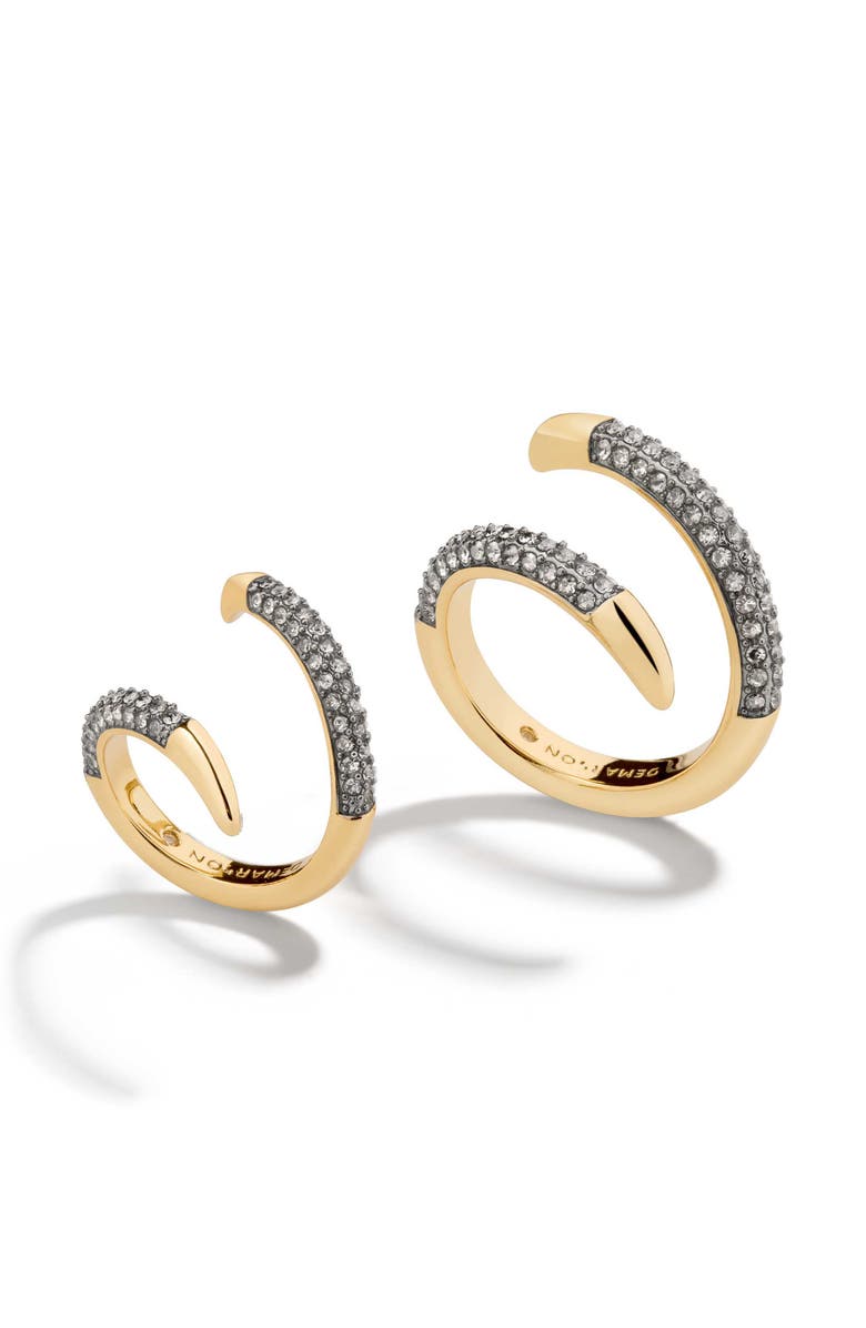 DEMARSON Vesey Set of 2 Bypass Pavé Rings, Main, color, Gold/ Pave