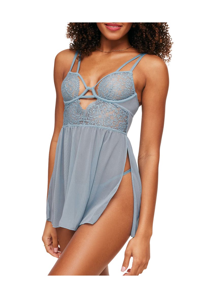 Rae Unlined Babydoll & G-String Set Lingerie, Main, color, Delphinium Blue