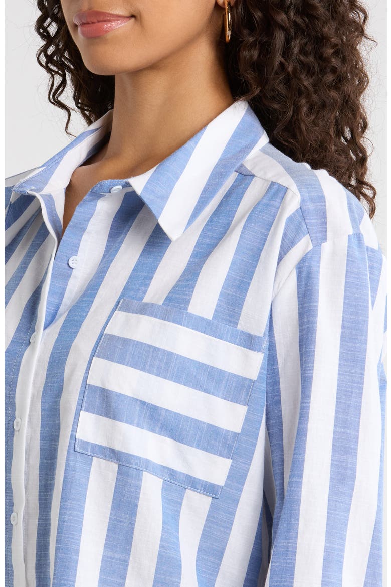 Fays Stripe Dalton Button-Up Shirt, Alternate, color, BLUE WHITE