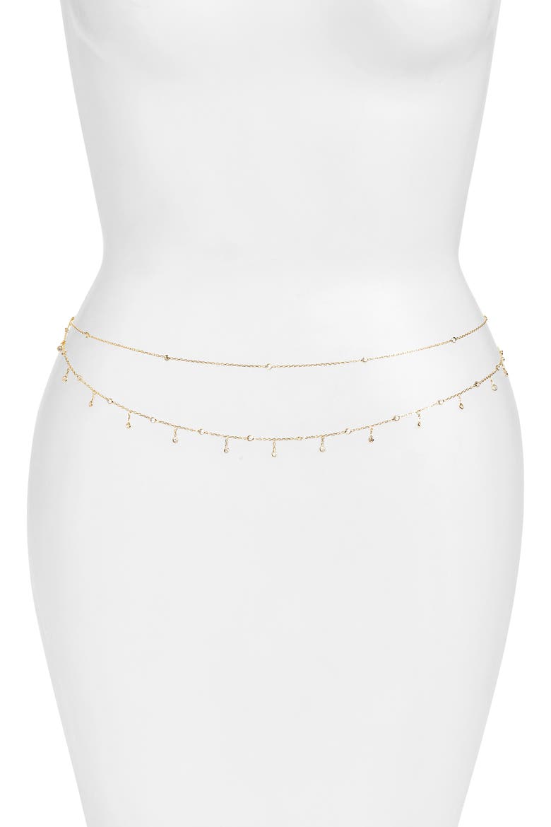 Cubic Zirconia Body Chain, Main, color, GOLD