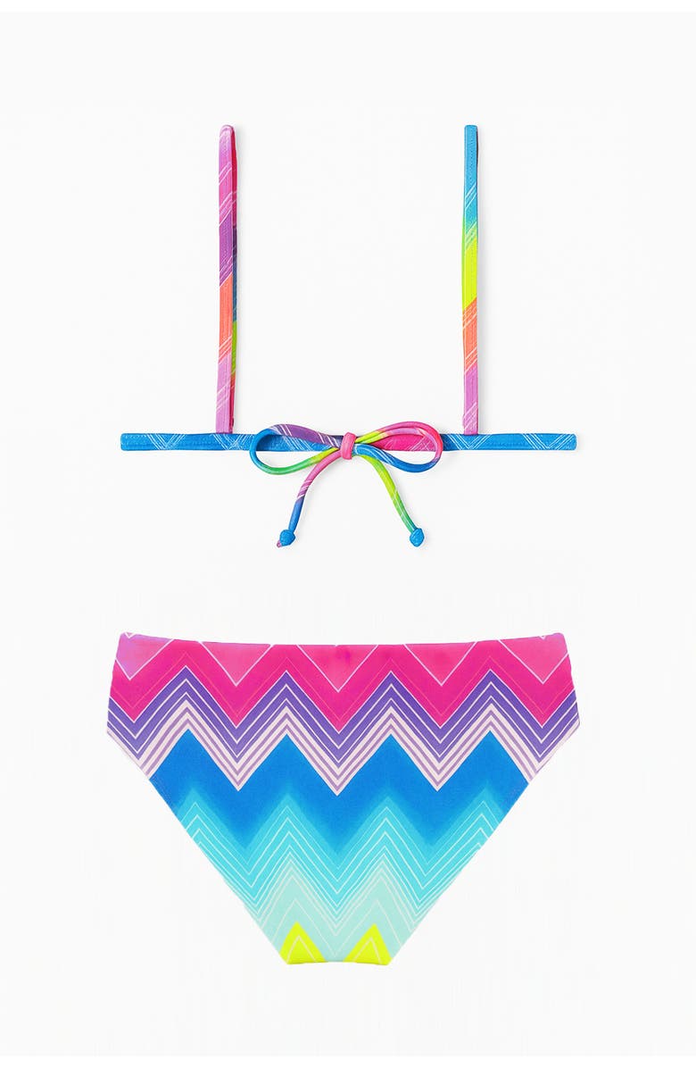 Limeapple Chevron Printed Bikini, Alternate, color, Pink Multi
