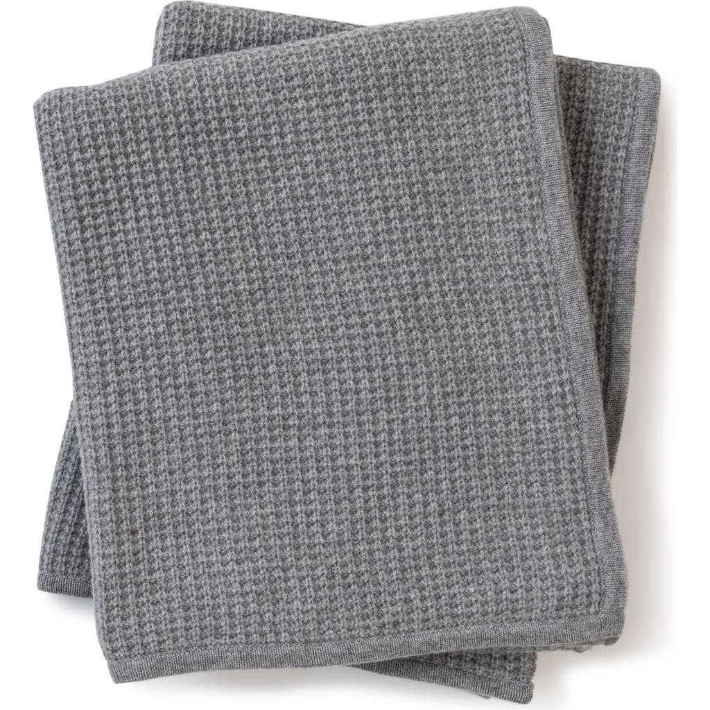 Sofia Cashmere Sienna Waffle Knit Cashmere Throw Blanket In Gray