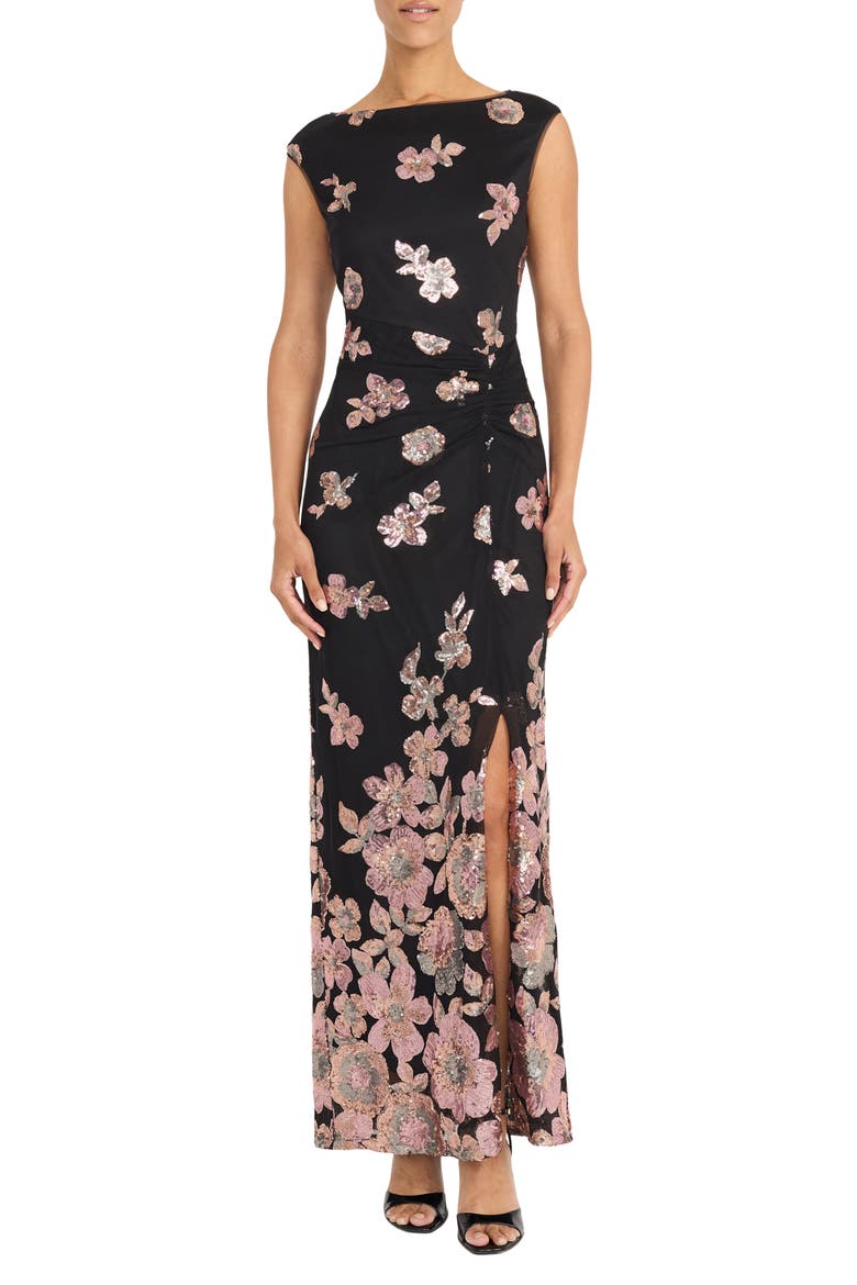 Sequin Sleeveless Gown, Main, color, BLUSH/ BLACK