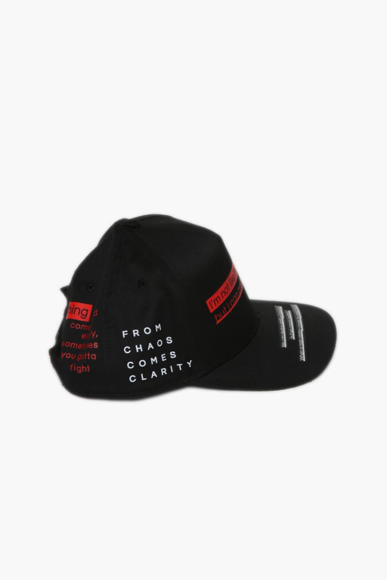 Sayings Mid Rise Printed Cap, Alternate, color, black