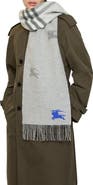 Burberry EKD Check Reversible Double Face Cashmere Fringe Scarf