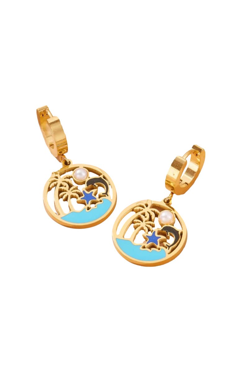 Hollywood Sensation Coastal Magic Turquoise Earrings, Alternate, color, Gold