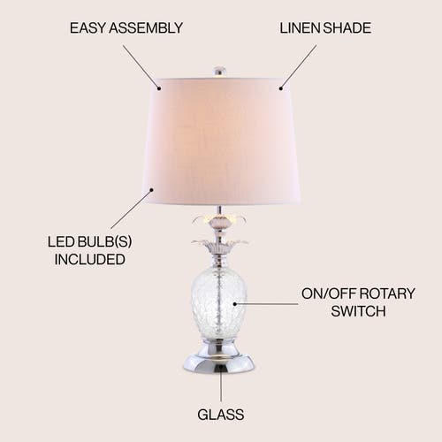 Jonathan Y Jane 24" Glass Led Table Lamp, Clear/chrome In Clear/chrome