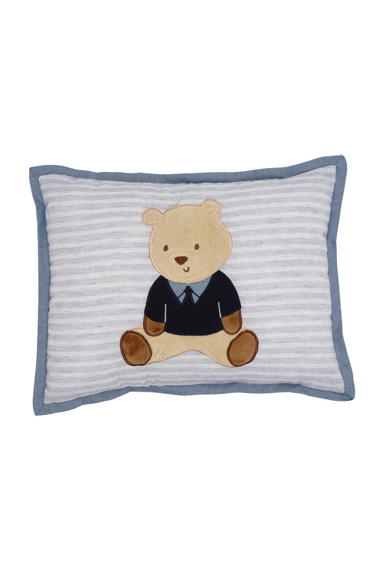 Blue Sweater Bear Decorative Pillow with Custom Applique, Main, color, Blue