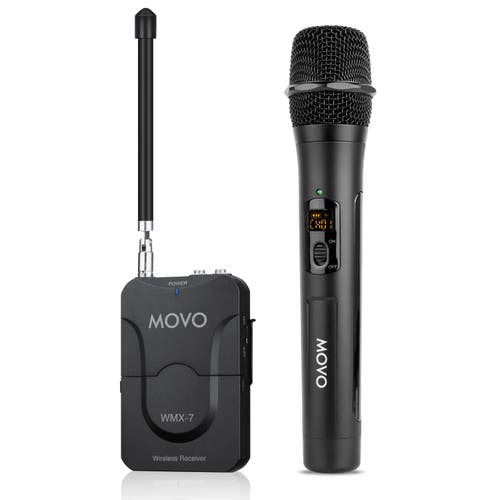 MOVO WMX-7-TH+RX Handheld Wireless Microphone System - Omnidirectional Microphone with Built-in VHF Transmitter, Bodypack Receiver - Wireless Mic