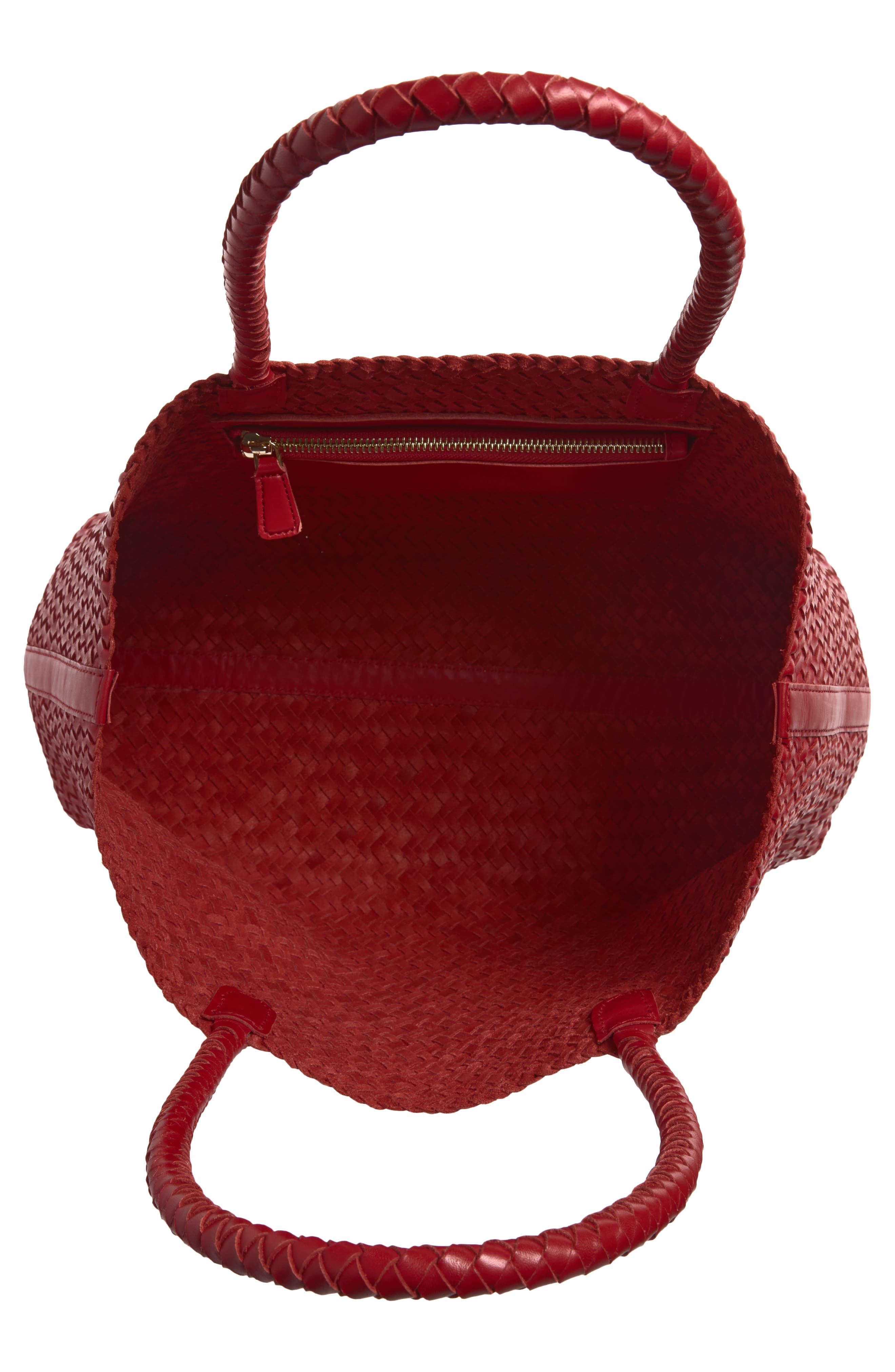 Handwoven Leather Tote, Alternate, color, SCARLET