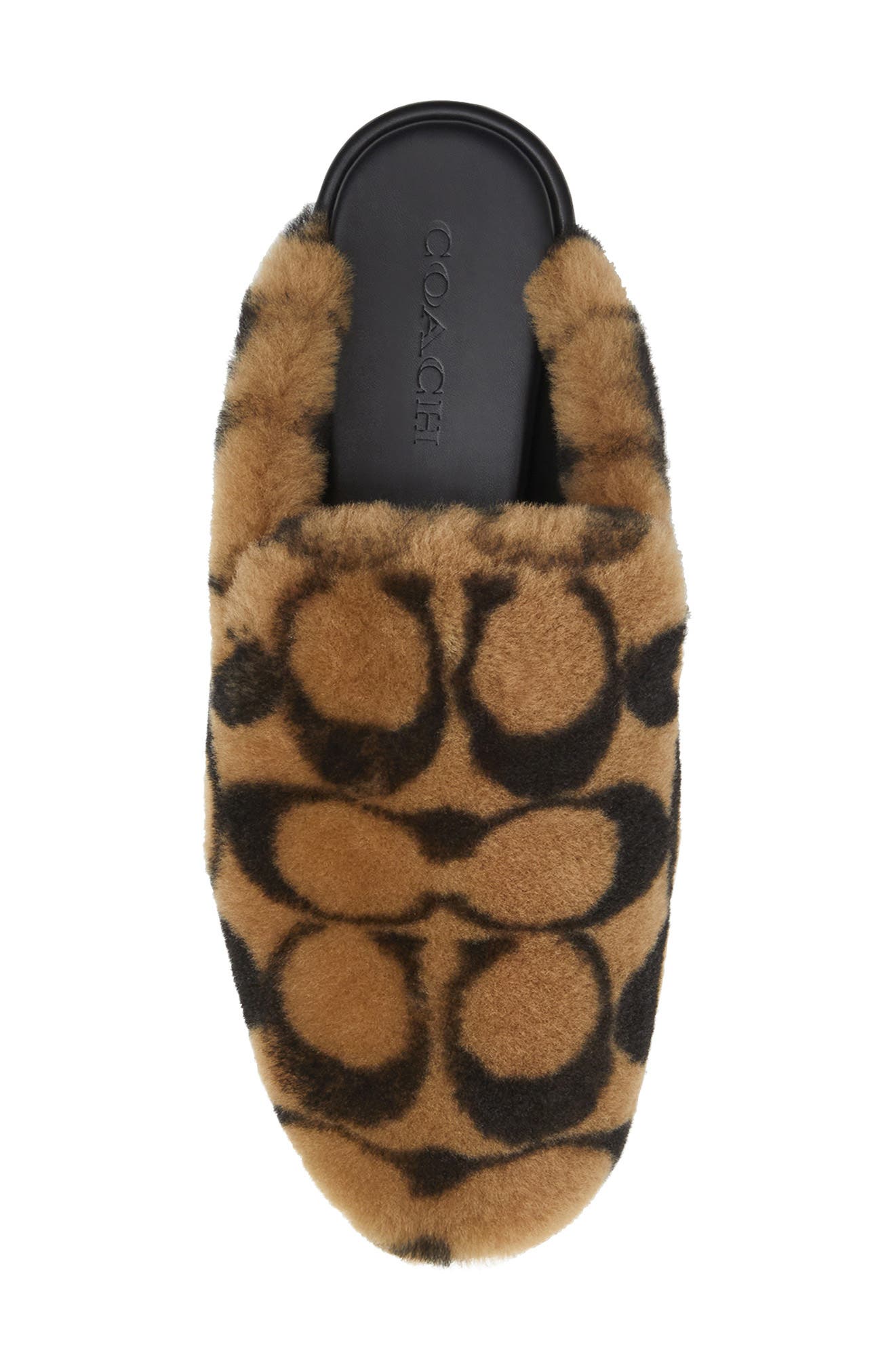 COACH Signature Monogram Genuine Shearling Slipper, Alternate, color, Coconut