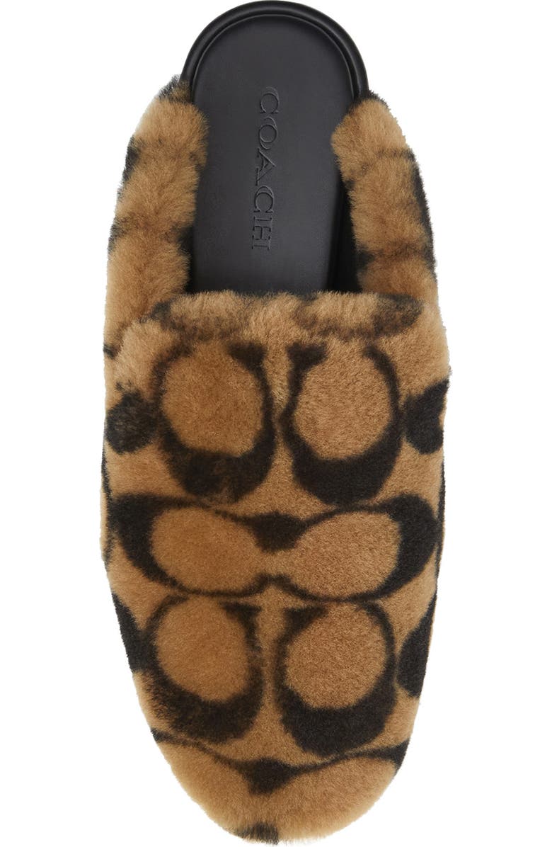 COACH Signature Monogram Genuine Shearling Slipper, Alternate, color, Coconut