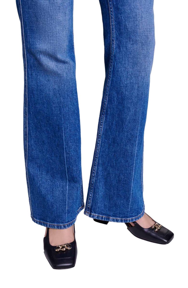 maje Embroidered flared jeans, Alternate, color, 