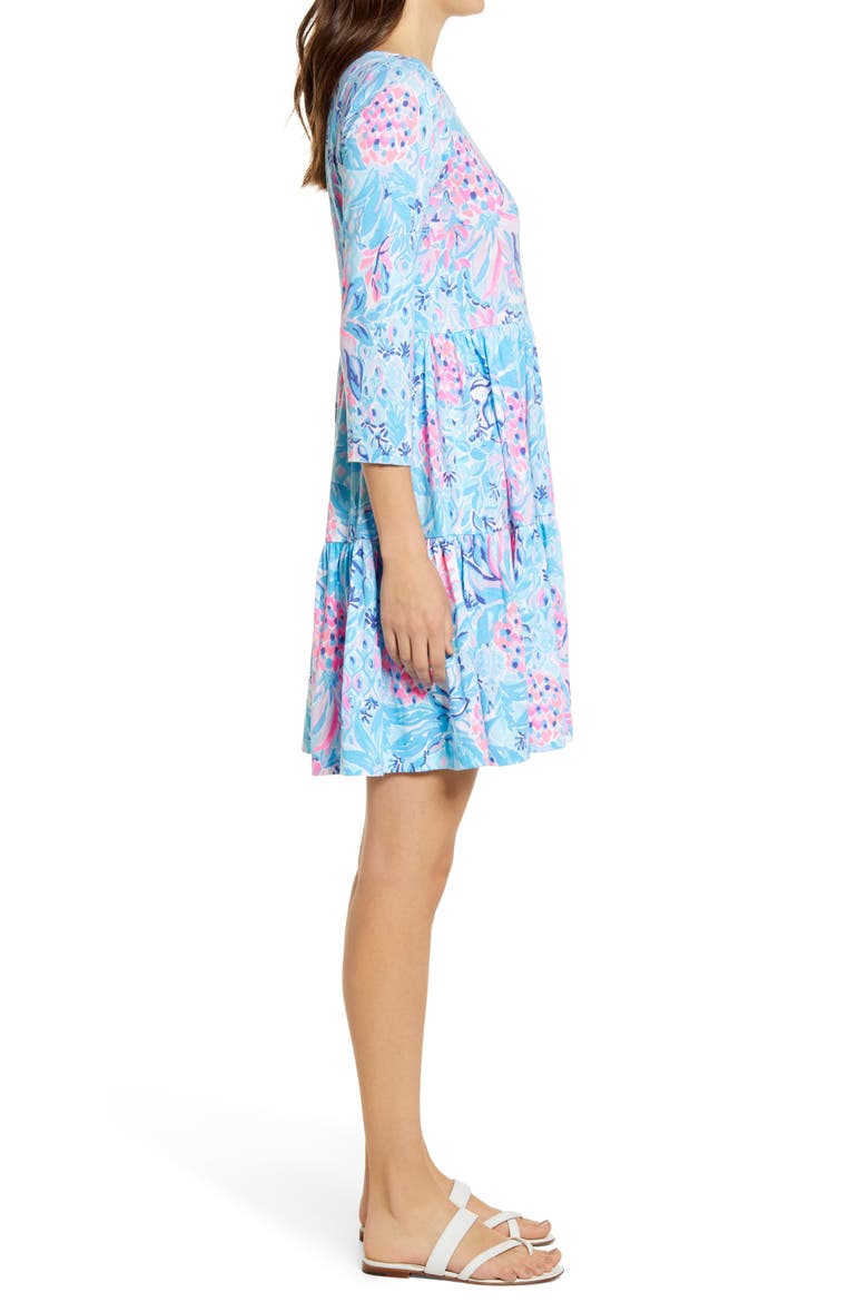Geanna Print Long Sleeve Dress, Alternate, color, ZANZIBAR BLUE PARTY PRINCESS