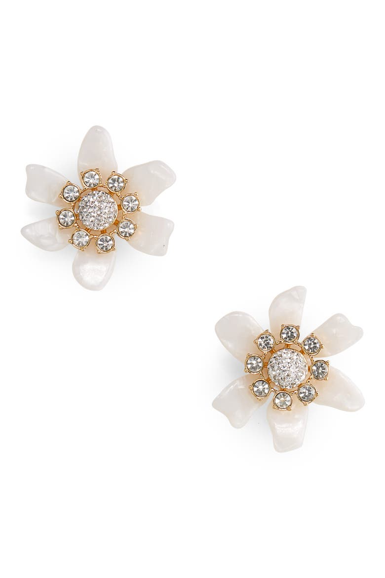 Flower Bulb Button Stud Earrings, Main, color, MOTHER OF PEARL