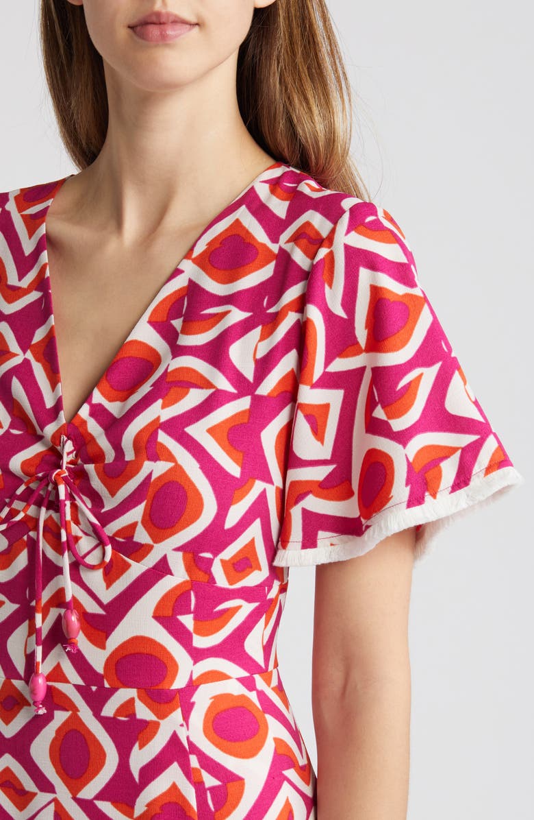 Tahari ASL Geo Print Midi Dress, Alternate, color,