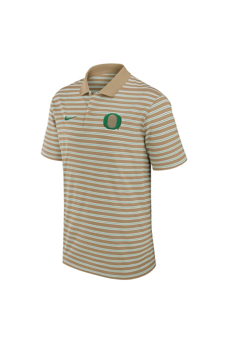 Men's Nike Tan Oregon Ducks Athletic Prep Striped Performance Polo, Alternate, color, Tan