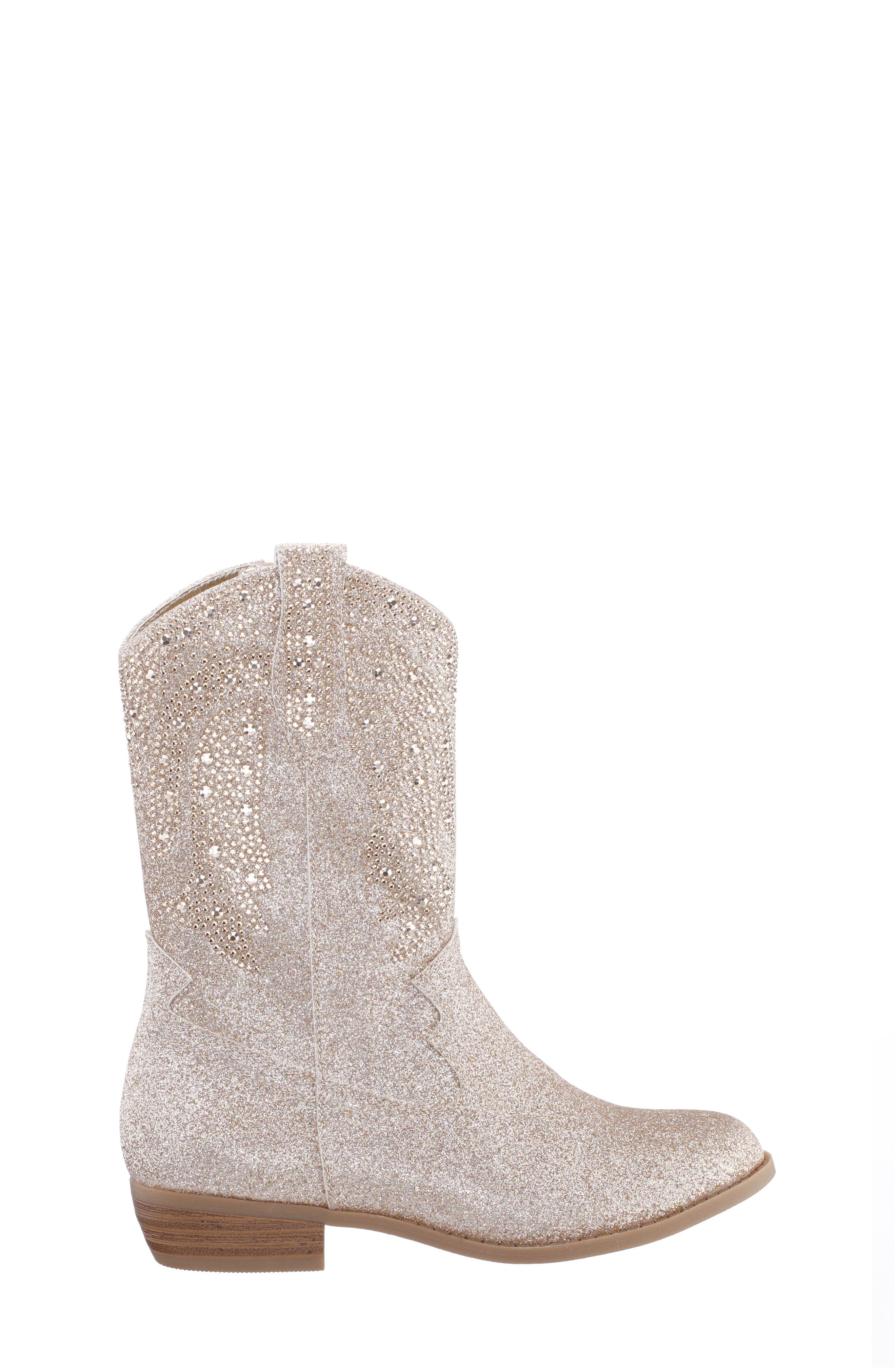 Nina Kids' Hawley Western Boot, Alternate, color, Gold Glitter Stones