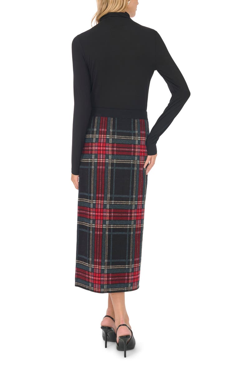 Plaid Midi Skirt, Alternate, color, RICH BLACK