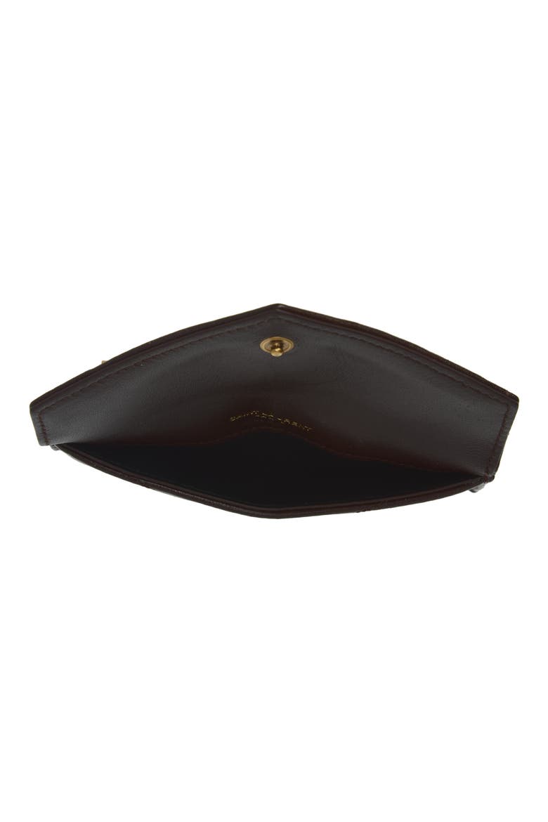Cassandre Matelass Leather Card Case, Alternate, color, DARK SWEET CHOCO