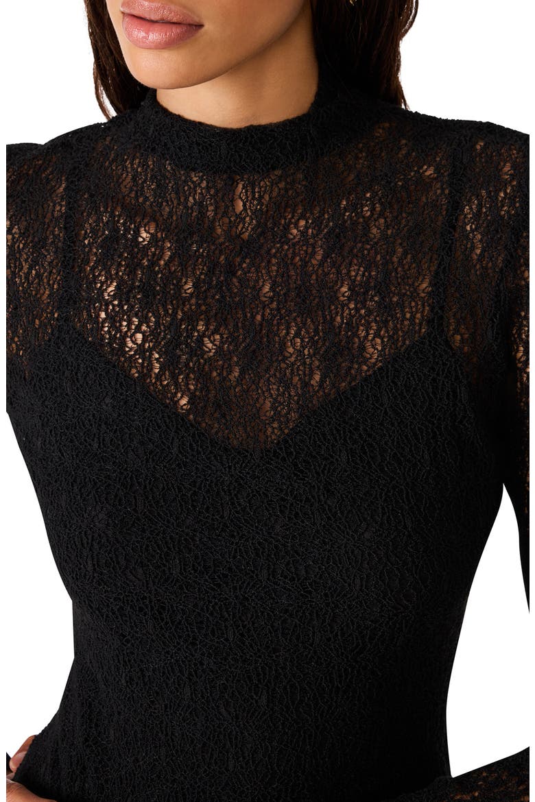 Vivienne Long Sleeve Lace Minidress, Alternate, color, BLACK