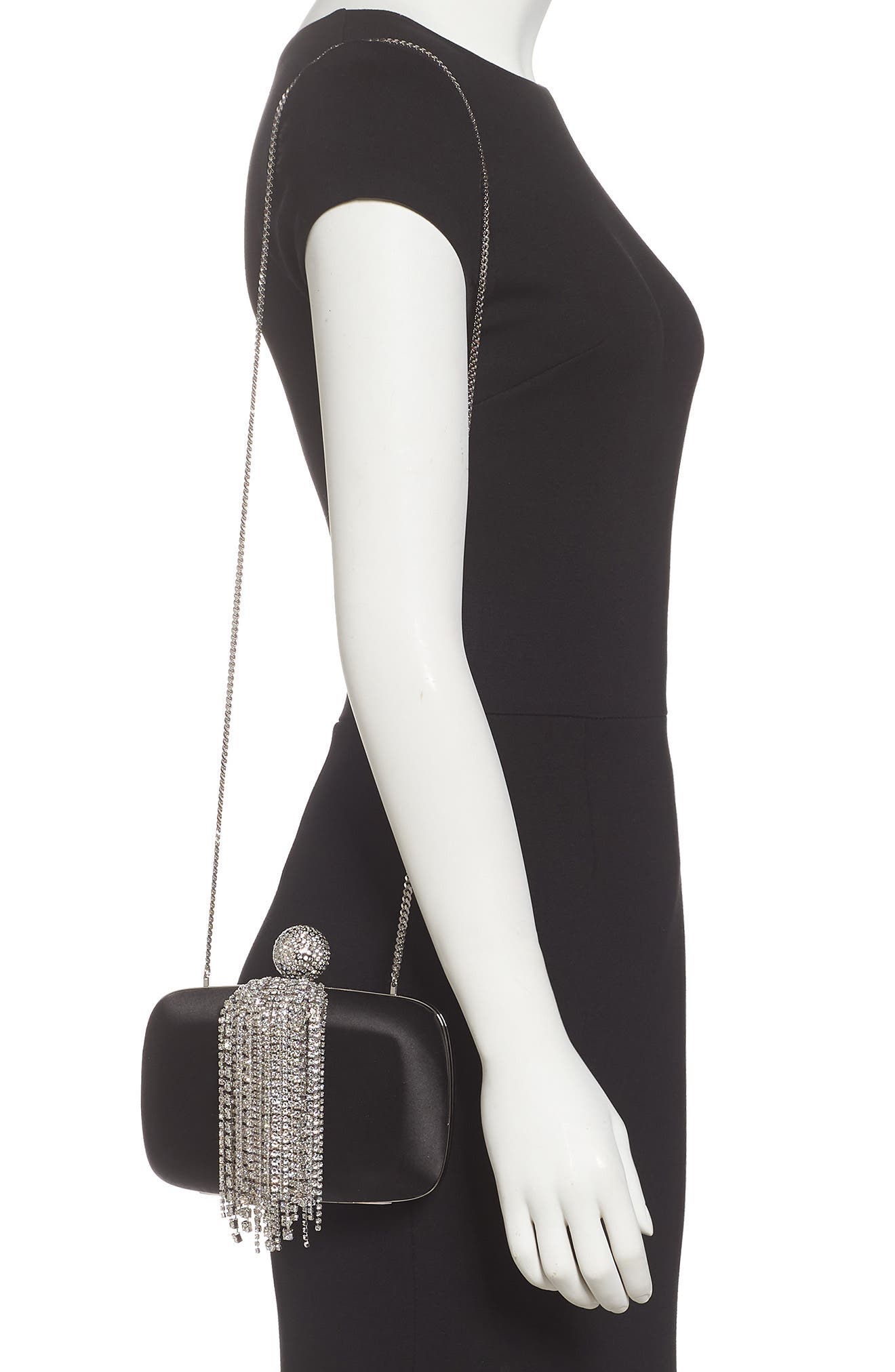 Roger Vivier Marlene Crystal Fringe Box Clutch, Alternate, color, 