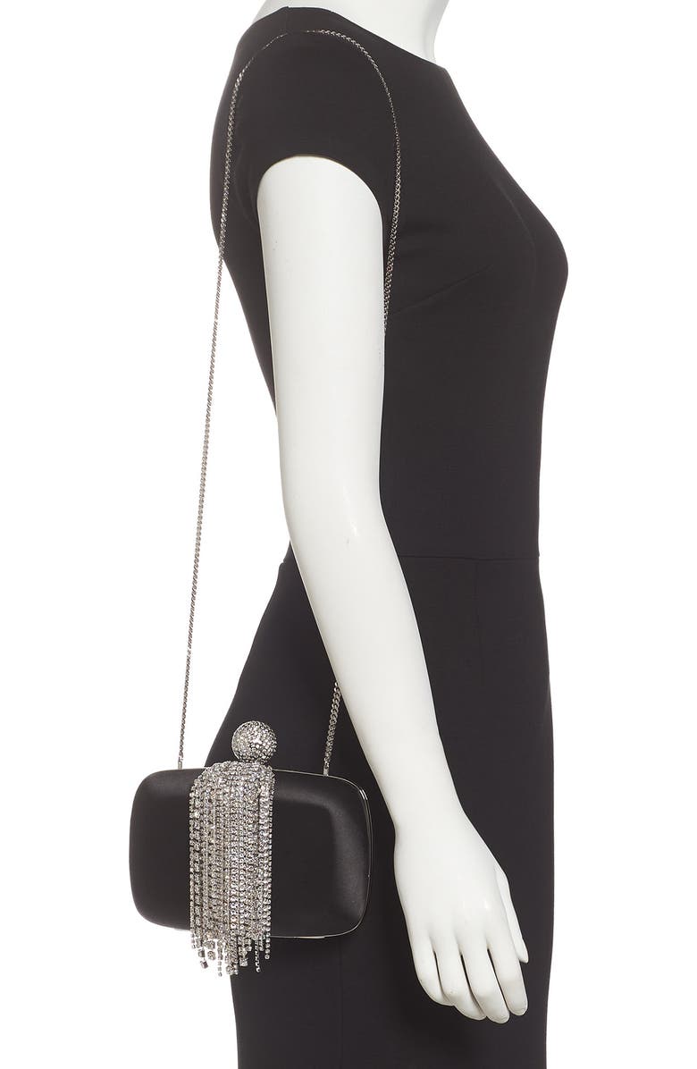 Roger Vivier Marlene Crystal Fringe Box Clutch, Alternate, color,