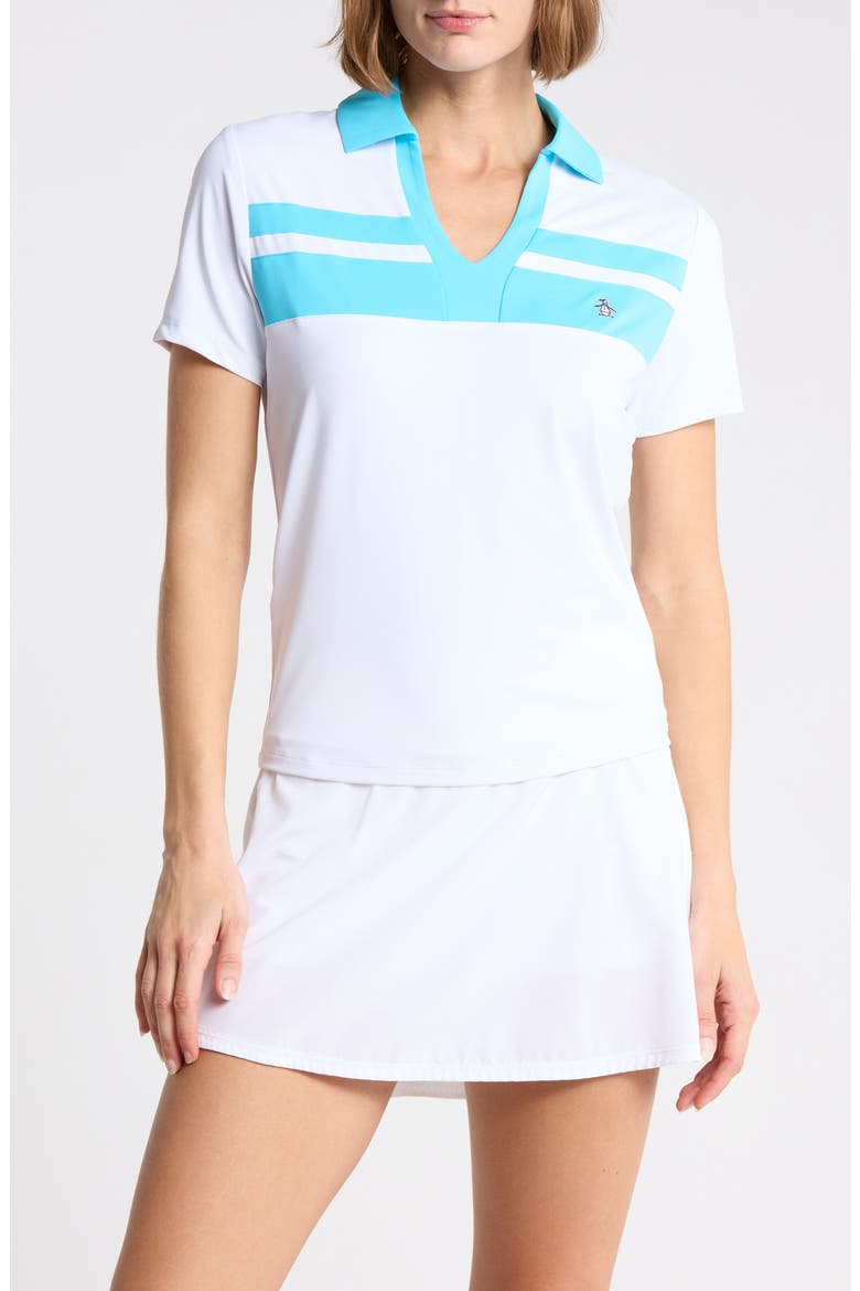 Performance Colorblock Polo, Main, color, BRIGHT WHITE